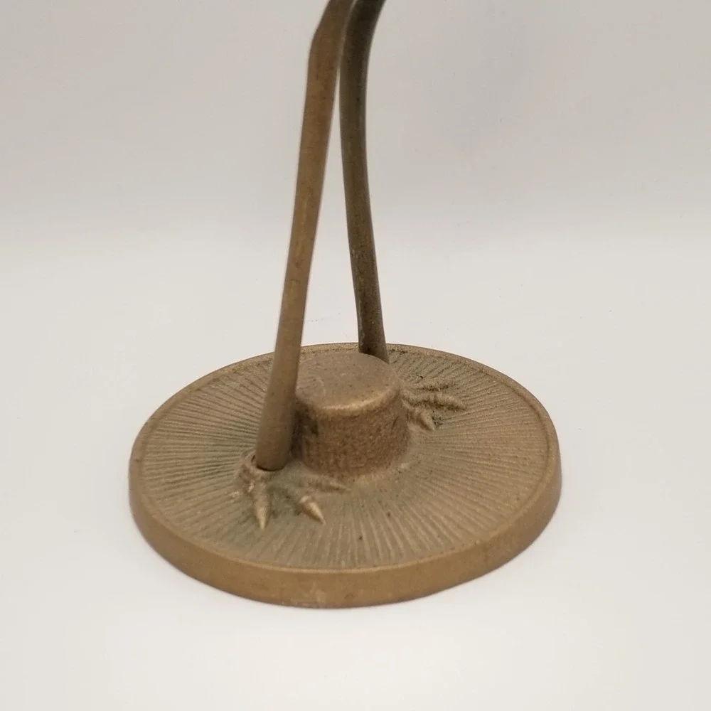 Vtg Brass Crane Bird Figurine Heron Egret Statue Mid Century Modern 11.5